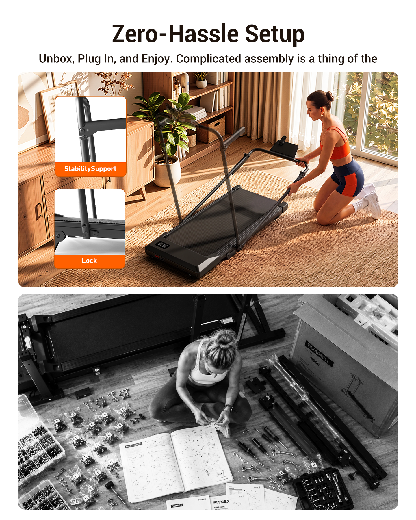 Superun Under Desk Walking Pad Treadmill – Compact Incline Home Office Fitness Walking Machine – BA16
