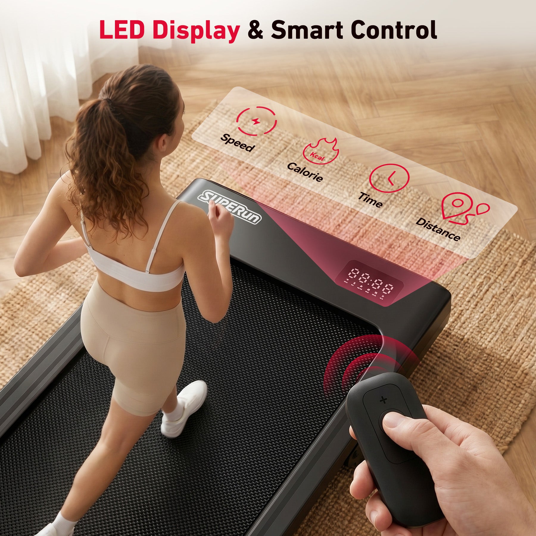 Superun Under Desk Walking Pad Treadmill – Compact Incline Home Office Fitness Walking Machine – BA09