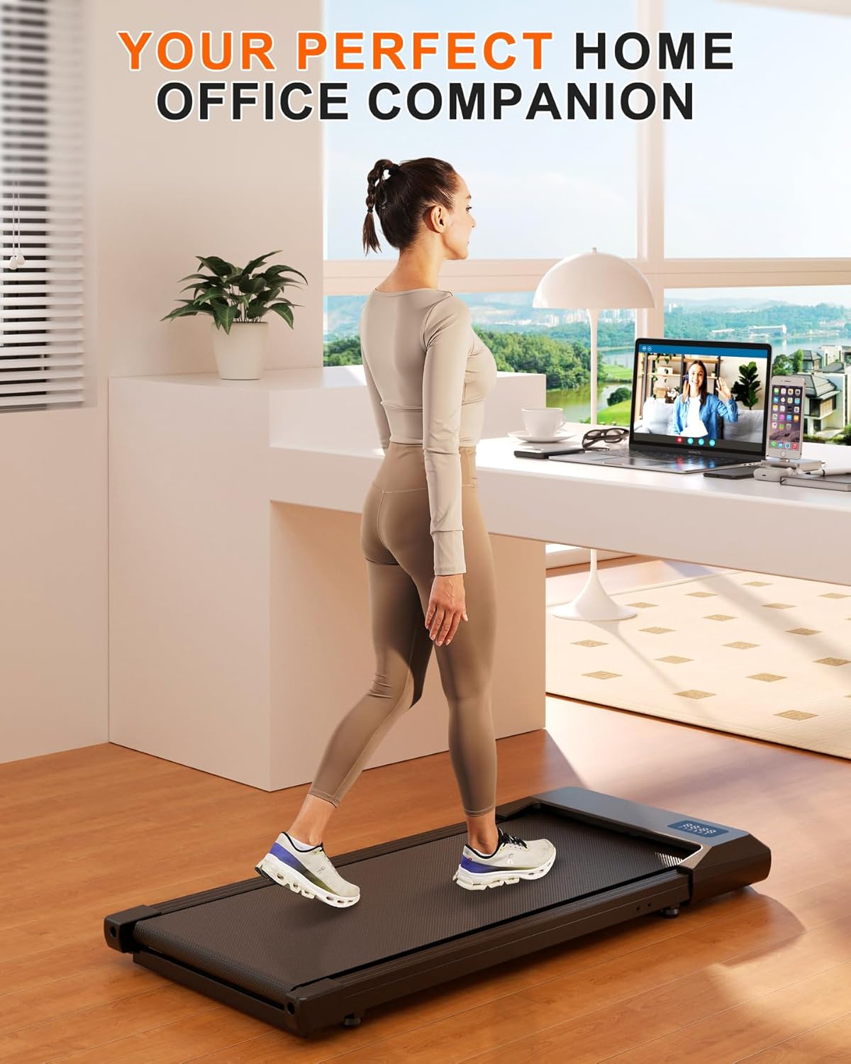 SupeRun Walking Pad, Under Desk Treadmill, 3 in 1 Portable Treadmill with Remote Control LED Display, 2.5 HP Quiet Walking Jogging Machine for Office Home Use, 250 Lbs Capacity