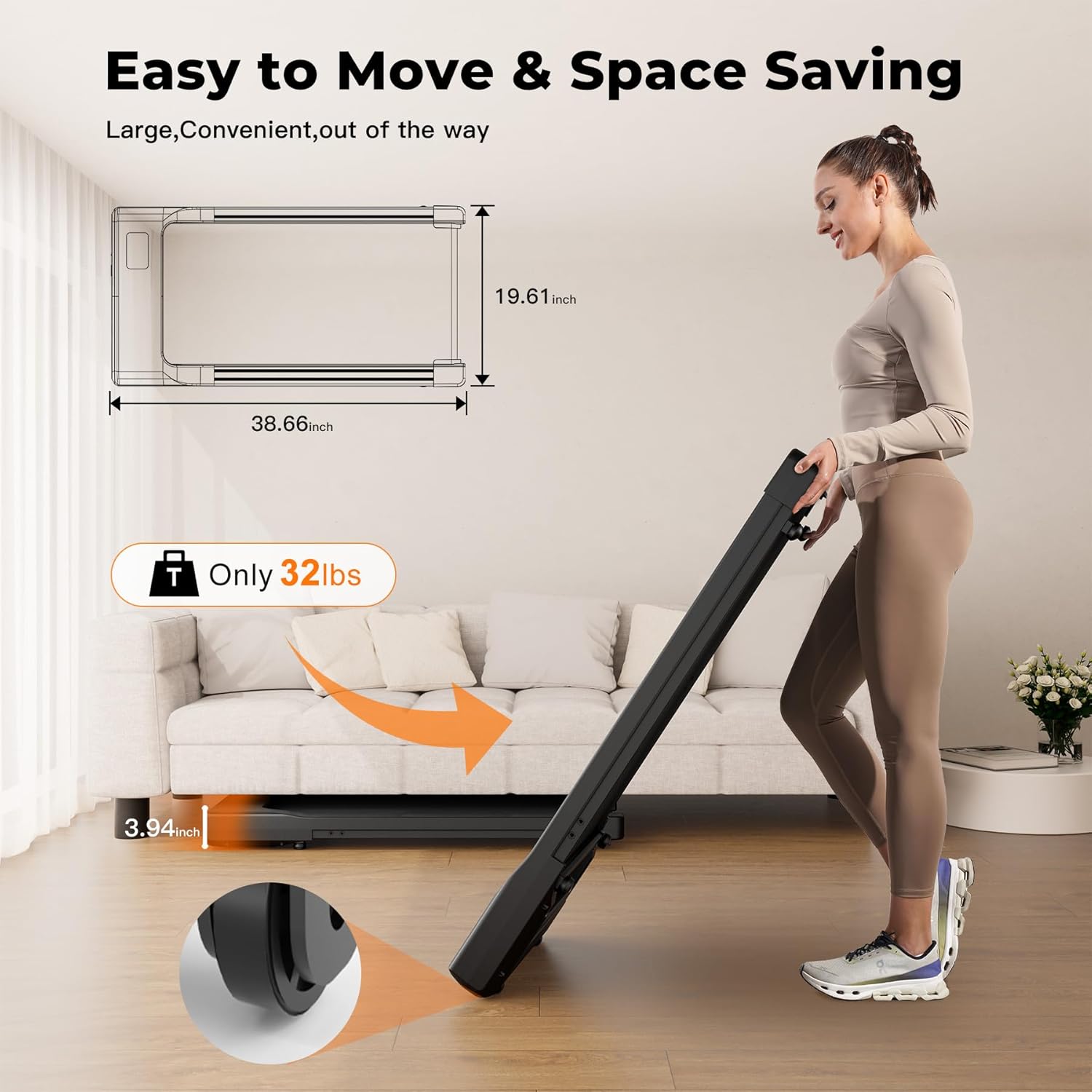 SupeRun Walking Pad, Under Desk Treadmill, 3 in 1 Portable Treadmill with Remote Control LED Display, 2.5 HP Quiet Walking Jogging Machine for Office Home Use, 250 Lbs Capacity