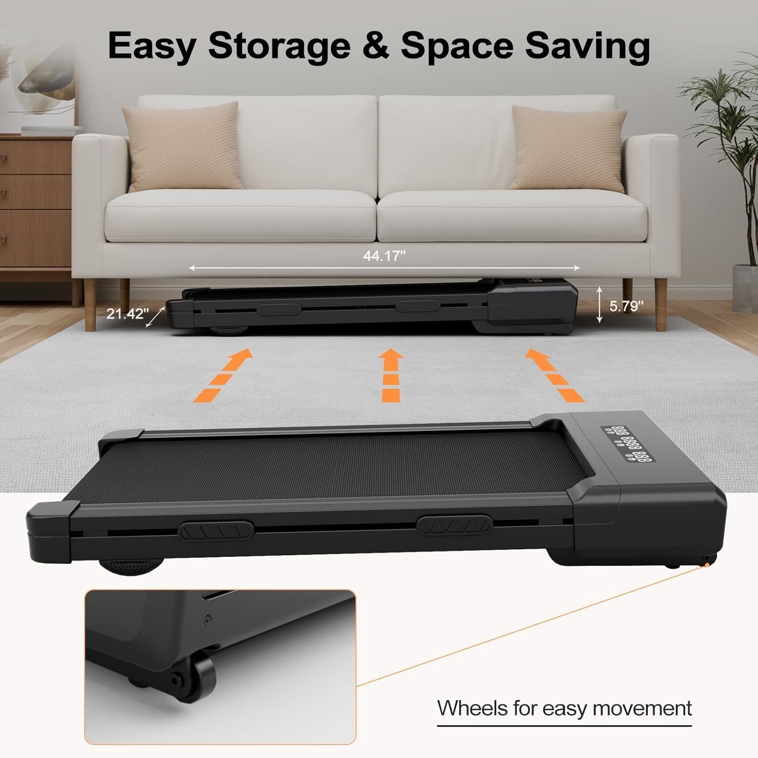 SupeRun Walking Pad with 9% Auto Incline, Under Desk Treadmills for Home and Office Small Space, 2.5 HP Portable Mini Jogging Machine with APP and Remote Control and LED Display, 300 Lbs Capacity