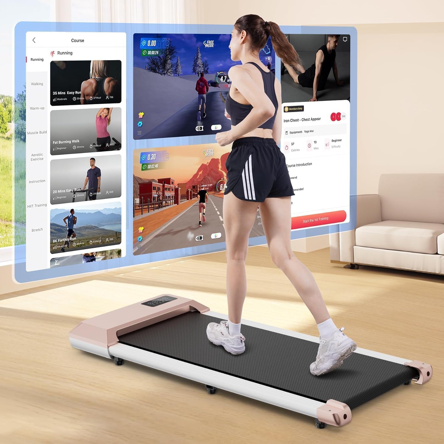 SupeRun Walking Pad, Under Desk Treadmill, 3 in 1 Portable Treadmill with Remote Control LED Display, 2.5 HP Quiet Walking Jogging Machine for Office Home Use, 250 Lbs Capacity