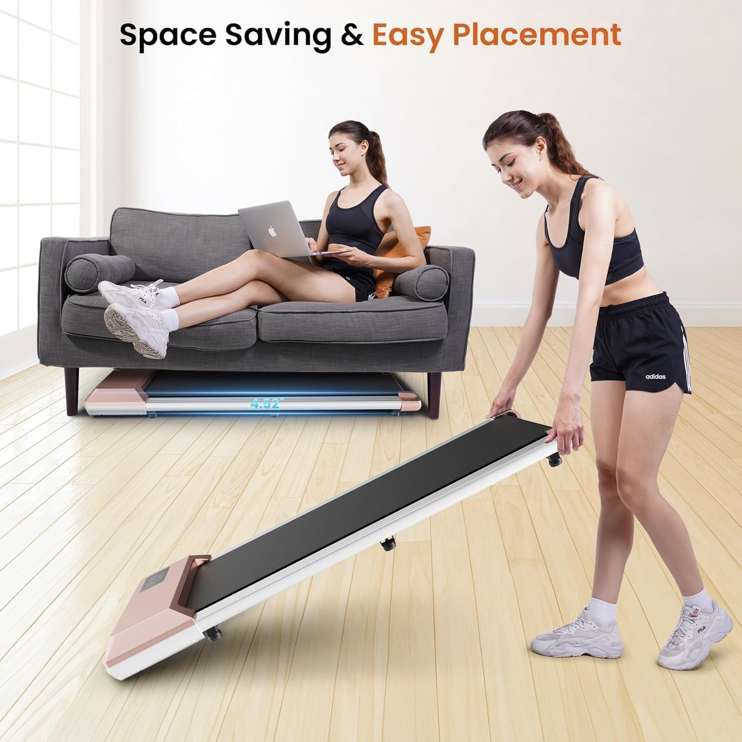 SupeRun Walking Pad, Under Desk Treadmill, 3 in 1 Portable Treadmill with Remote Control LED Display, 2.5 HP Quiet Walking Jogging Machine for Office Home Use, 250 Lbs Capacity