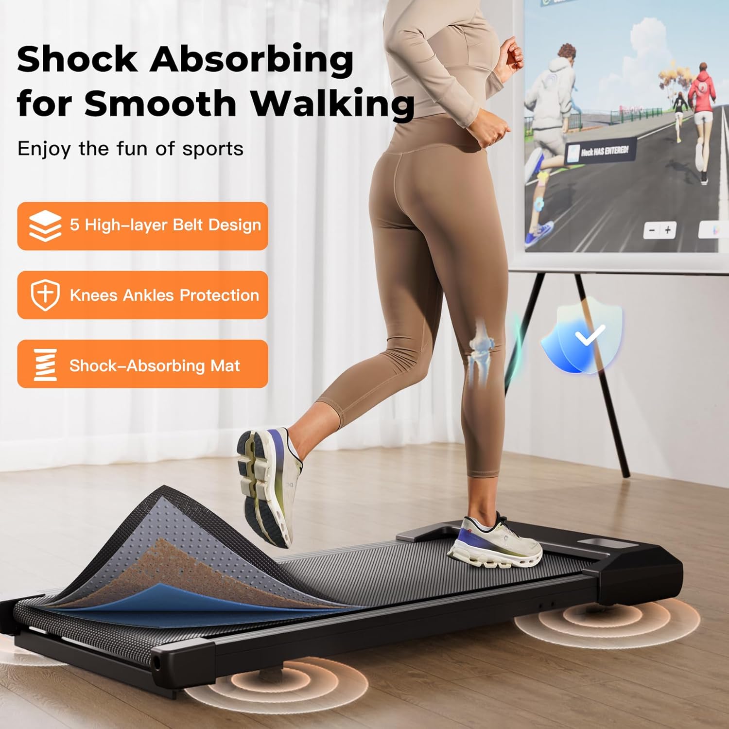 SupeRun Walking Pad, Under Desk Treadmill, 3 in 1 Portable Treadmill with Remote Control LED Display, 2.5 HP Quiet Walking Jogging Machine for Office Home Use, 250 Lbs Capacity