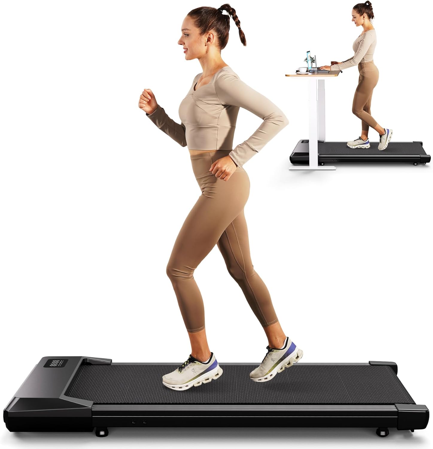 SupeRun Walking Pad, Under Desk Treadmill, 3 in 1 Portable Treadmill with Remote Control LED Display, 2.5 HP Quiet Walking Jogging Machine for Office Home Use, 250 Lbs Capacity