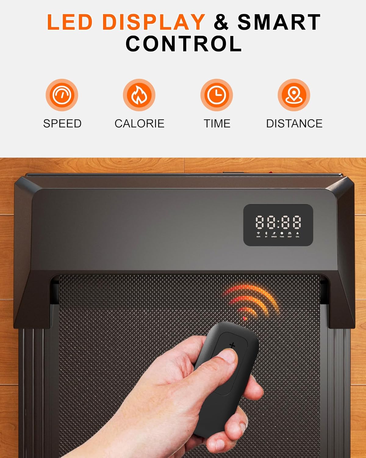 SupeRun Walking Pad, Under Desk Treadmill, 3 in 1 Portable Treadmill with Remote Control LED Display, 2.5 HP Quiet Walking Jogging Machine for Office Home Use, 250 Lbs Capacity