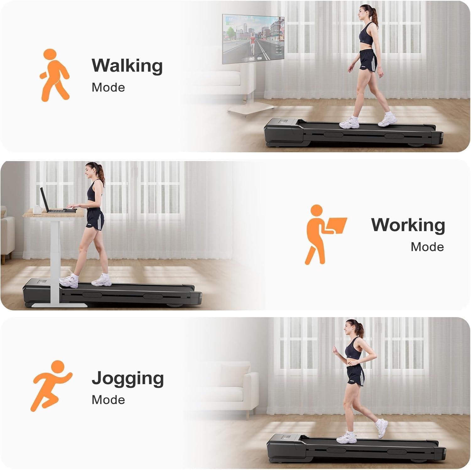 SupeRun Walking Pad with 9% Auto Incline, Under Desk Treadmills for Home and Office Small Space, 2.5 HP Portable Mini Jogging Machine with APP and Remote Control and LED Display, 300 Lbs Capacity