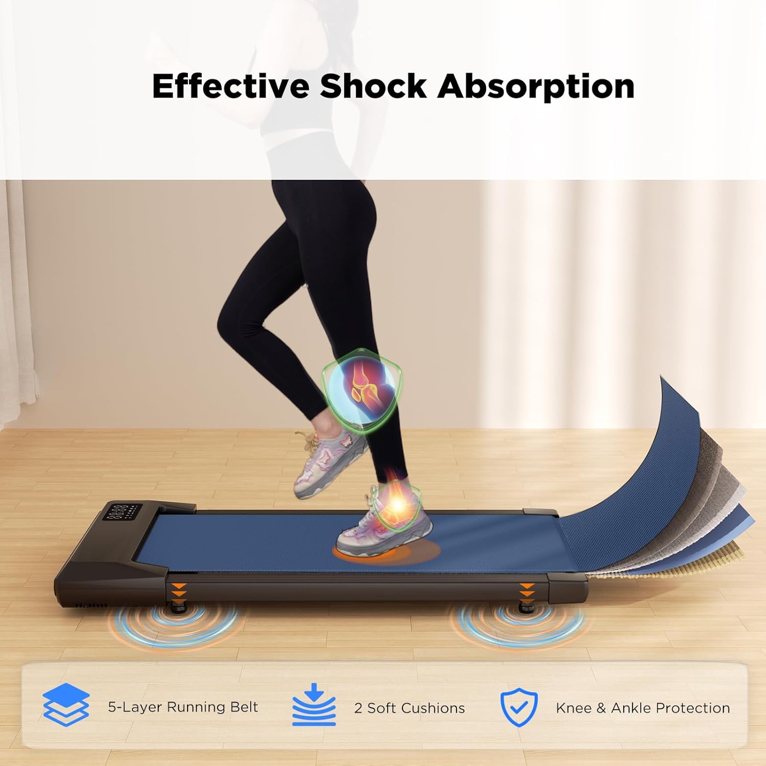 SupeRun Walking Pad, Under Desk Treadmill, 3 in 1 Portable Treadmill with Remote Control LED Display, 2.5 HP Quiet Walking Jogging Machine for Office Home Use, 300 Lbs Capacity