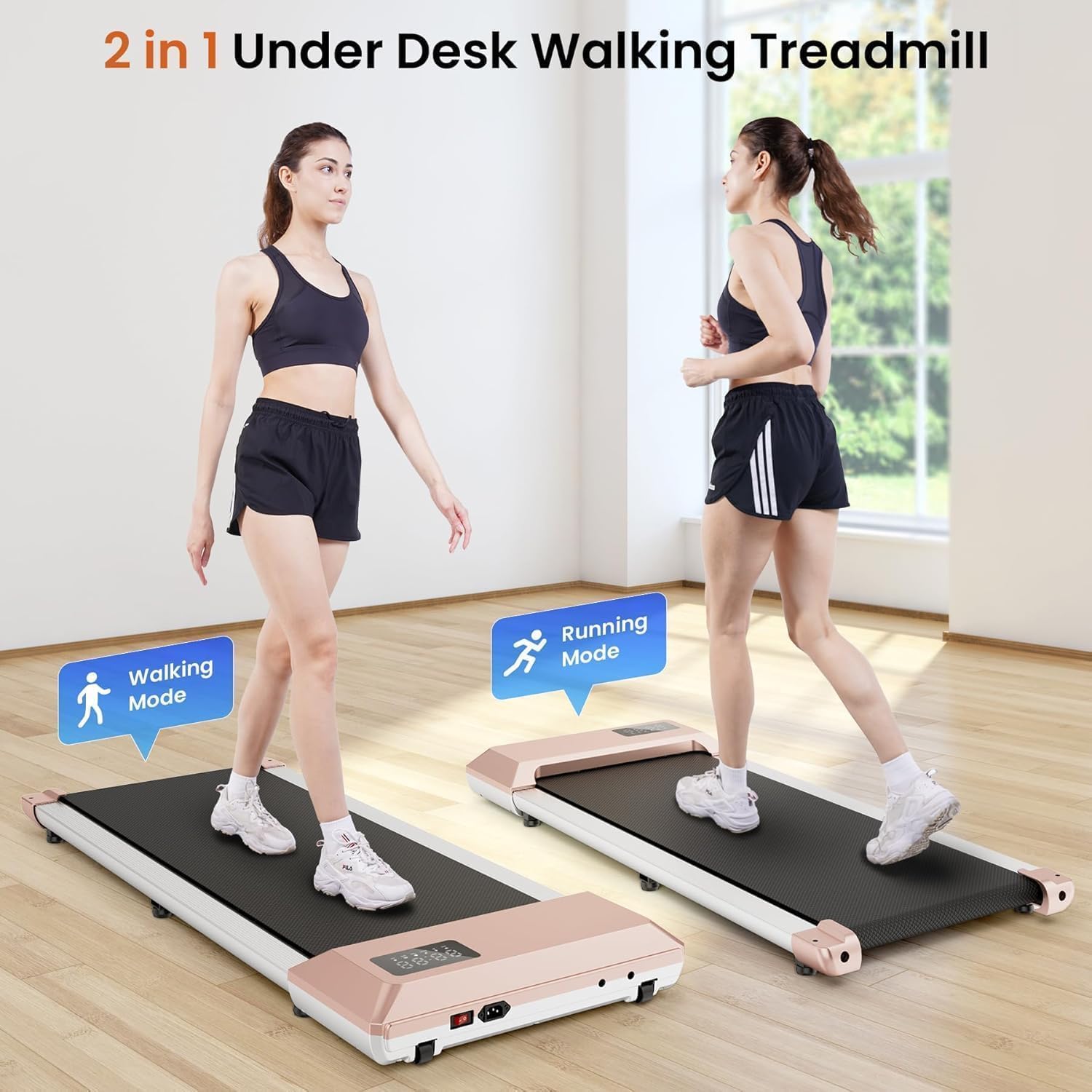 SupeRun Walking Pad, Under Desk Treadmill, 3 in 1 Portable Treadmill with Remote Control LED Display, 2.5 HP Quiet Walking Jogging Machine for Office Home Use, 250 Lbs Capacity