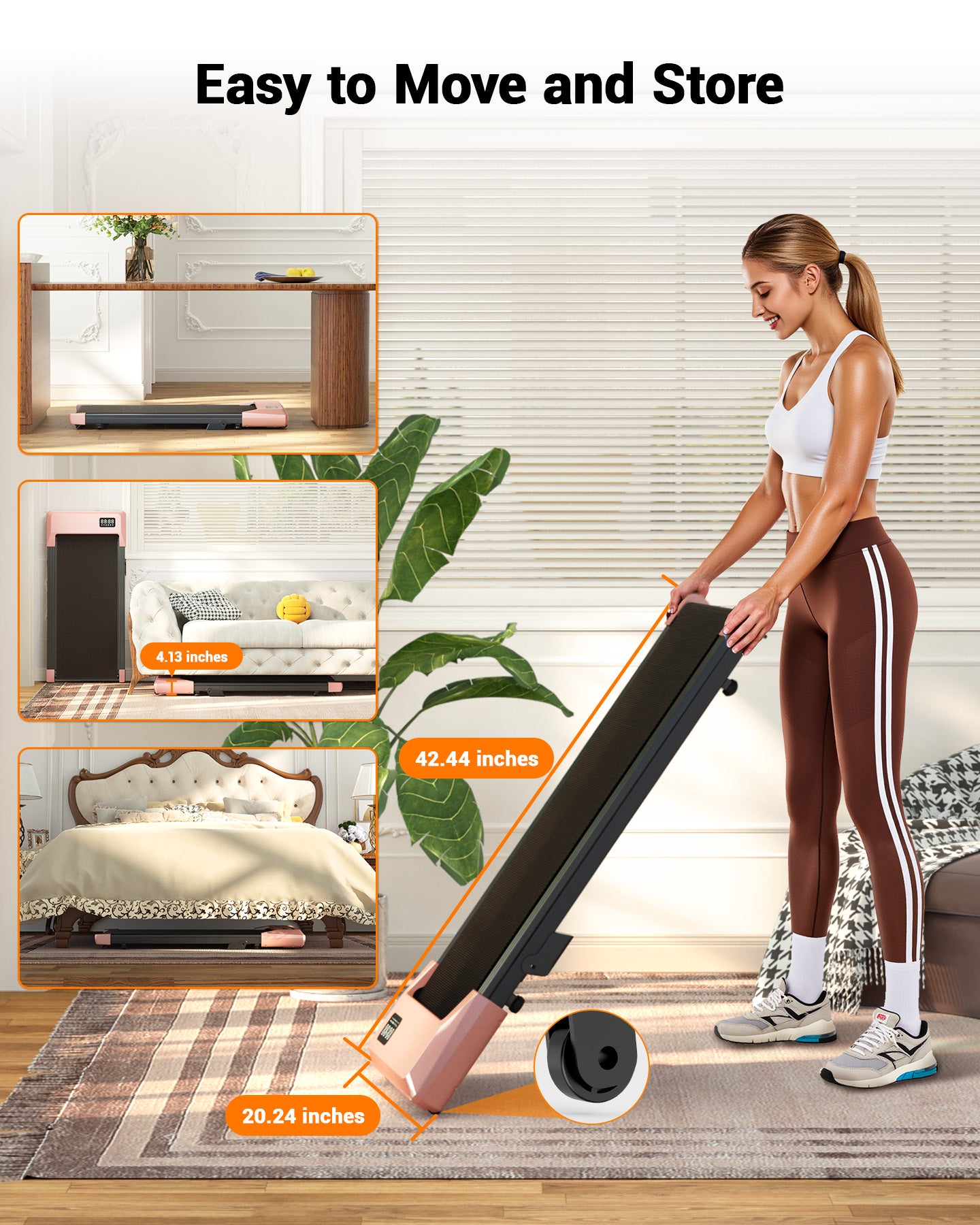 MJWW Walking Pad with 6% Incline, Under Desk Treadmill, 3 in 1 Portable Treadmill with Remote Control LED Display, 2.5 HP Quiet Walking Jogging Machine for Office Home Use, 300 Lbs Capacity（BA10-B）