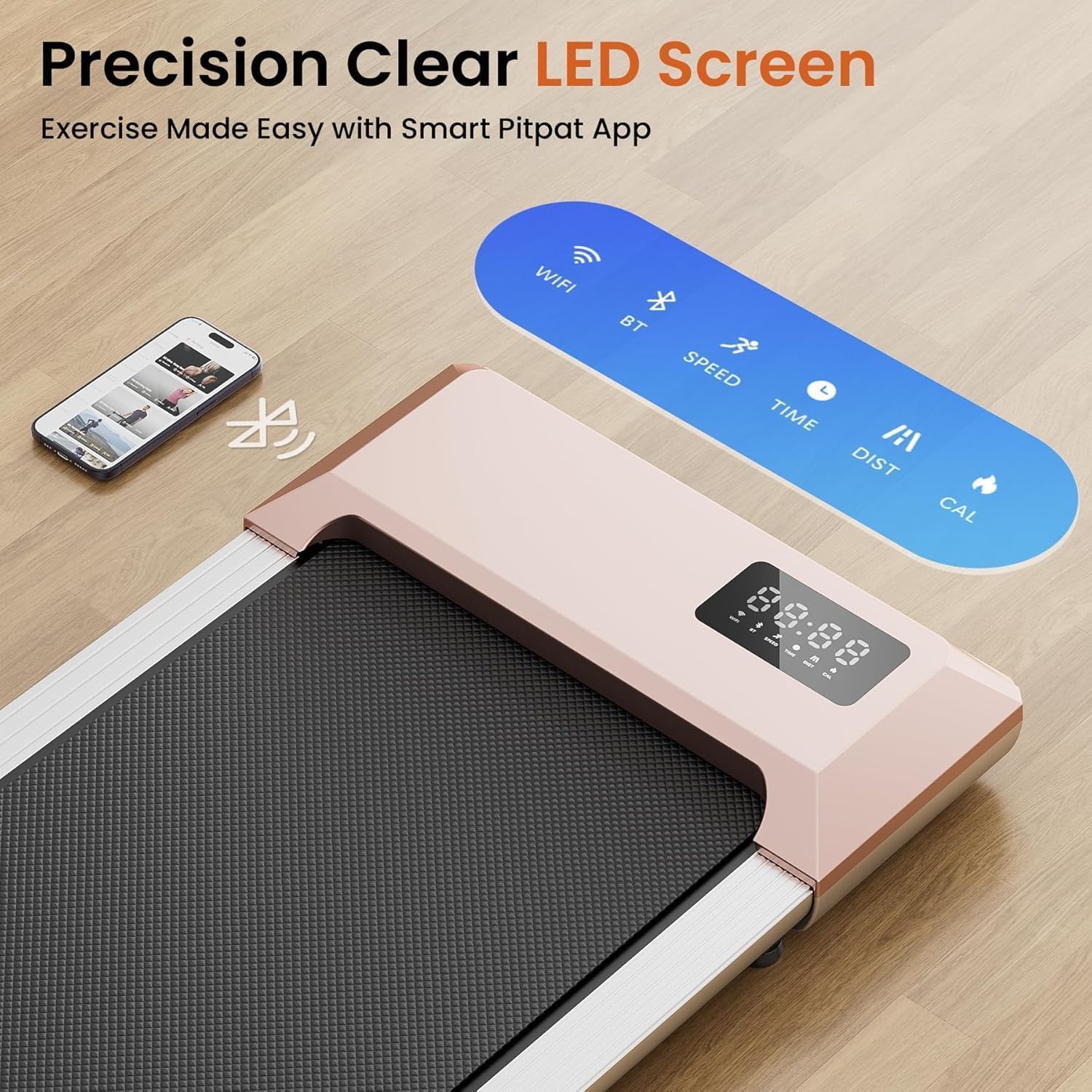 SupeRun Walking Pad, Under Desk Treadmill, 3 in 1 Portable Treadmill with Remote Control LED Display, 2.5 HP Quiet Walking Jogging Machine for Office Home Use, 250 Lbs Capacity