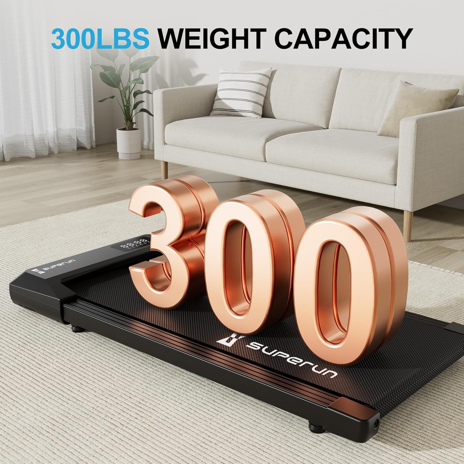 SupeRun Walking Pad, Under Desk Treadmill, 3 in 1 Portable Treadmill with Remote Control LED Display, 2.5 HP Quiet Walking Jogging Machine for Office Home Use, 300 Lbs Capacity