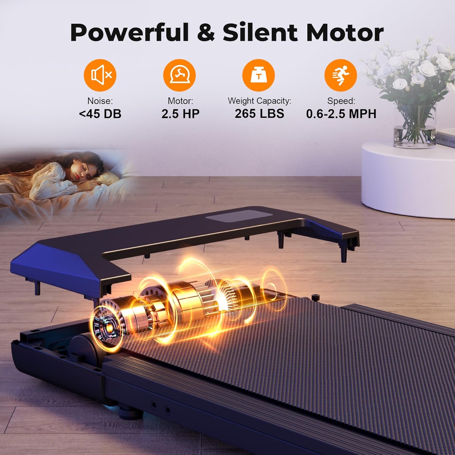 SupeRun Walking Pad, Under Desk Treadmill, 3 in 1 Portable Treadmill with Remote Control LED Display, 2.5 HP Quiet Walking Jogging Machine for Office Home Use, 250 Lbs Capacity