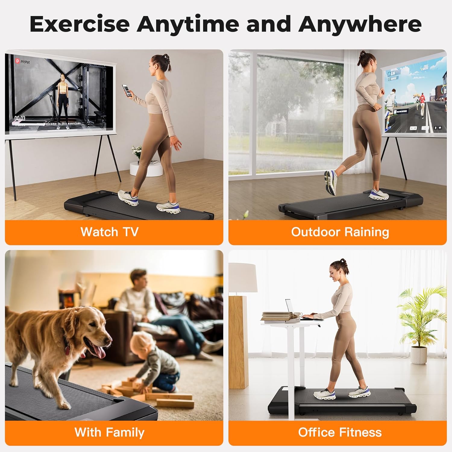 SupeRun Walking Pad, Under Desk Treadmill, 3 in 1 Portable Treadmill with Remote Control LED Display, 2.5 HP Quiet Walking Jogging Machine for Office Home Use, 250 Lbs Capacity