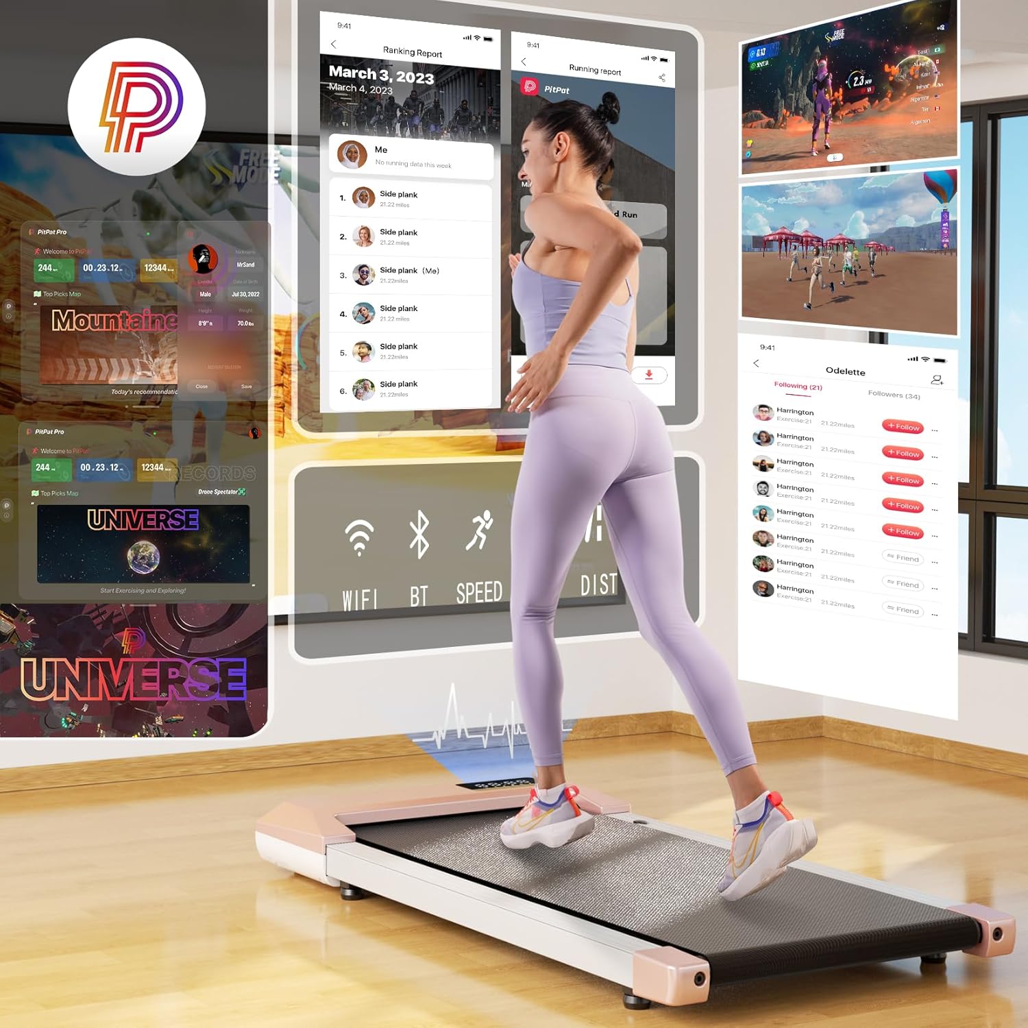 SupeRun Walking Pad, Under Desk Treadmill, 3 in 1 Portable Treadmill with Remote Control LED Display, 2.5 HP Quiet Walking Jogging Machine for Office Home Use, 300 Lbs Capacity