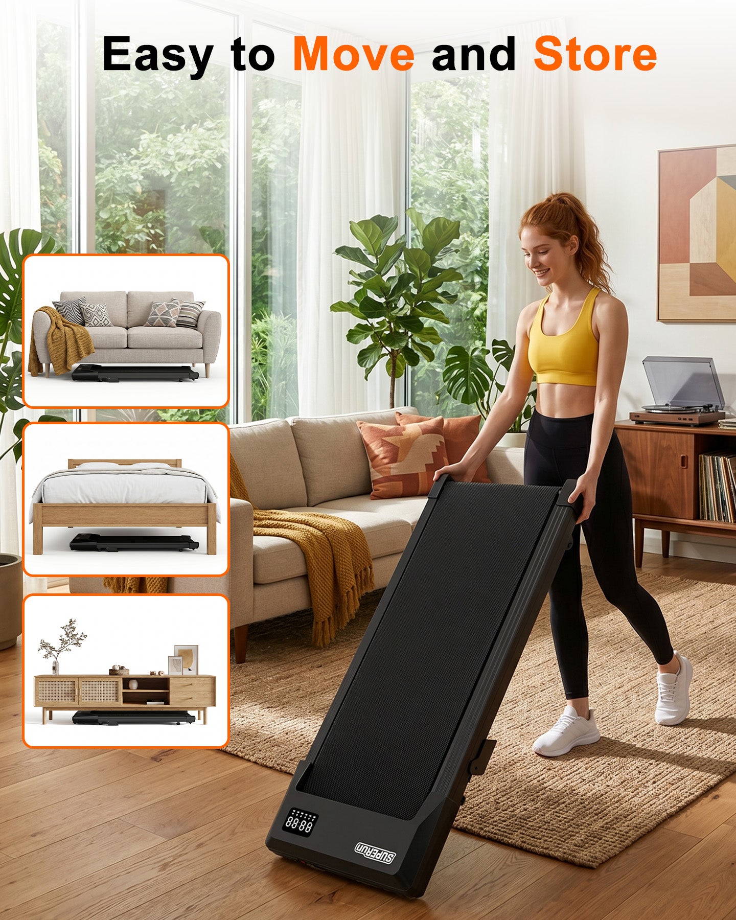 Superun Under Desk Walking Pad Treadmill – Compact Incline Home Office Fitness Walking Machine – BA16