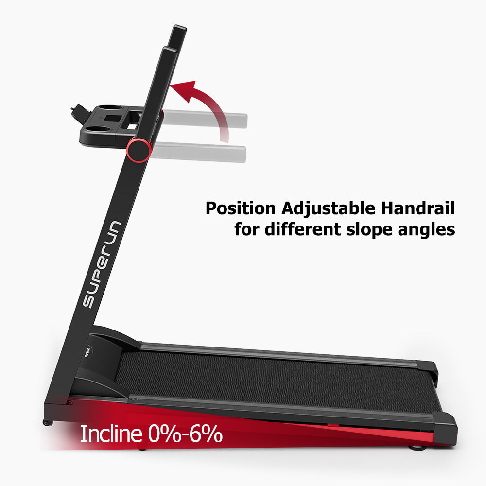 SupeRun® AS02 Inclined Foldable Smart 10 MPH Online Racing Treadmill Red