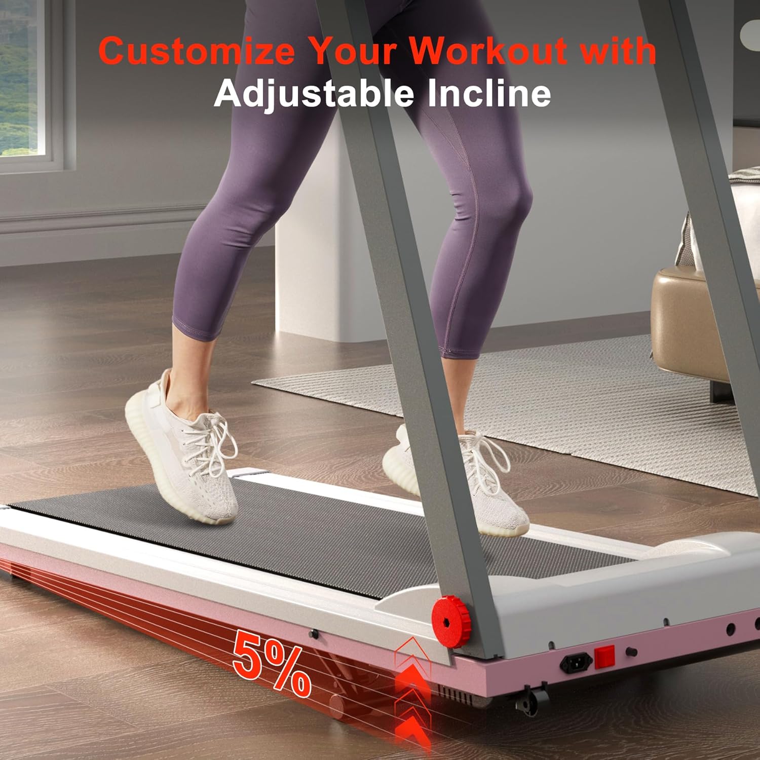 4-in-1 Treadmills for Home with Incline and Handles, Foldable Treadmill for Home Small Spaces, 300 LBS Capacity 3.0 HP 7.5 MPH Folding Running Treadmill with Smart App