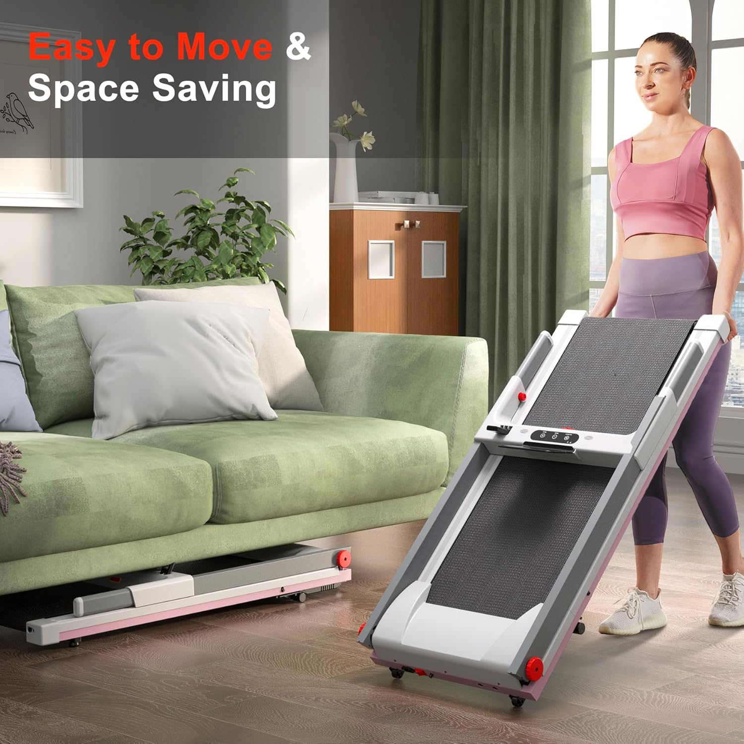 4-in-1 Treadmills for Home with Incline and Handles, Foldable Treadmill for Home Small Spaces, 300 LBS Capacity 3.0 HP 7.5 MPH Folding Running Treadmill with Smart App