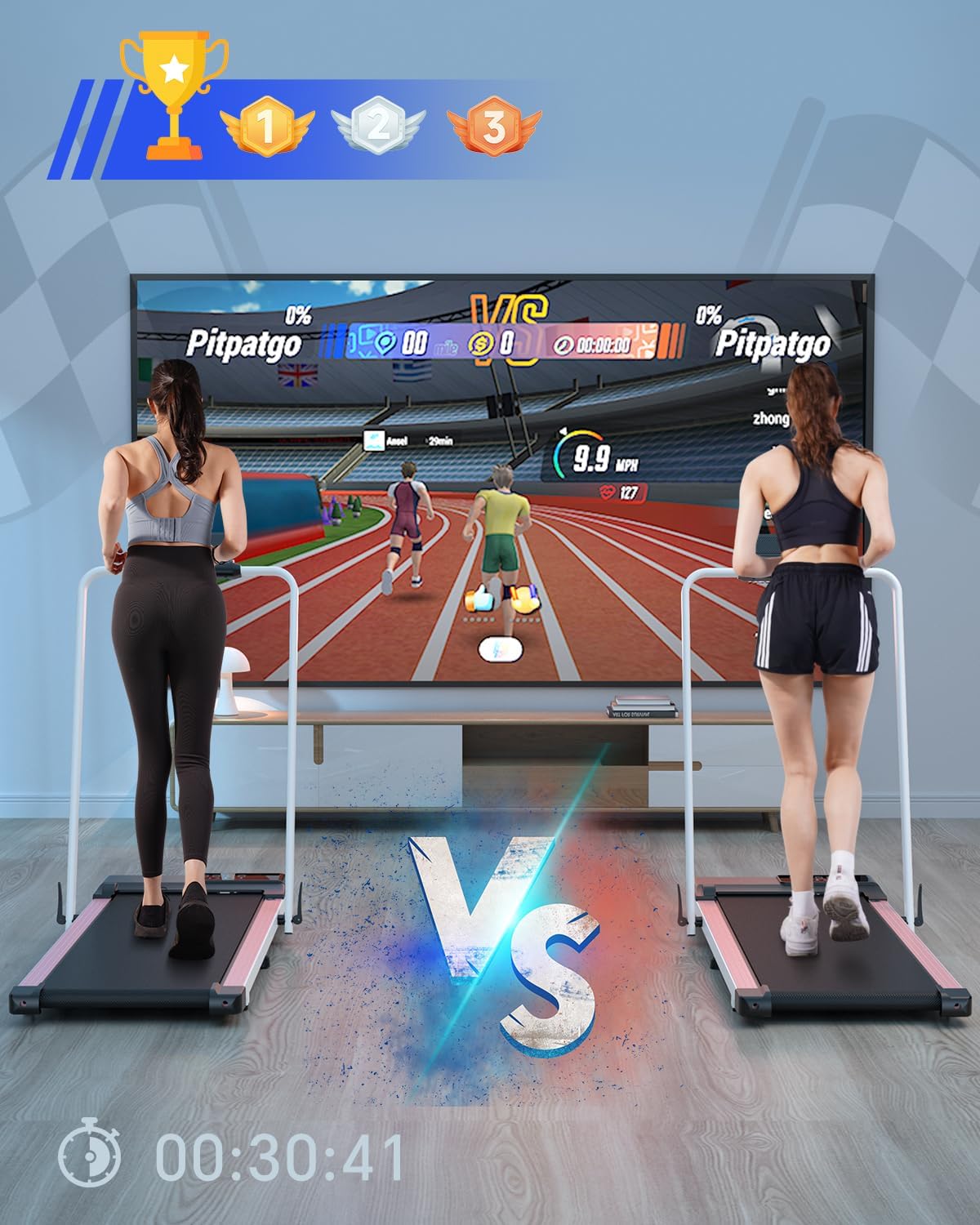 Walking Pad Treadmill with Handle Bar 300 LBS Capacity Foldable Treadmills for Small Space 3-in-1, 3.0HP Portable Under Desk Treadmill for Home Office with LED Display Remote APP Control