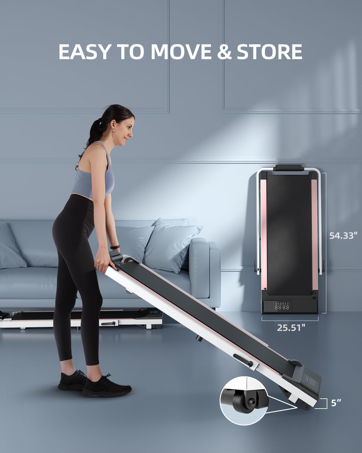Walking Pad Treadmill with Handle Bar 300 LBS Capacity Foldable Treadmills for Small Space 3-in-1, 3.0HP Portable Under Desk Treadmill for Home Office with LED Display Remote APP Control