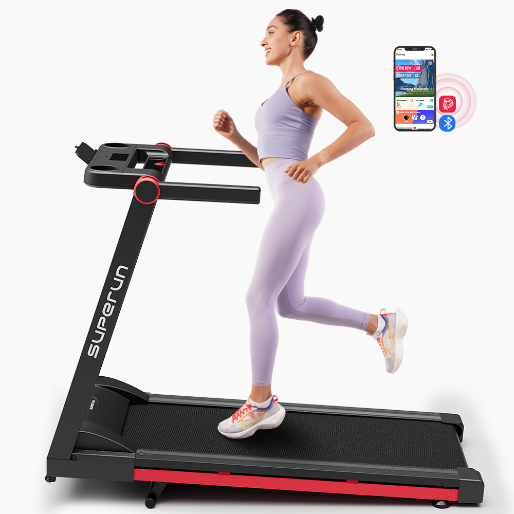 SupeRun® AS02 Inclined Foldable Smart 10 MPH Online Racing Treadmill Red