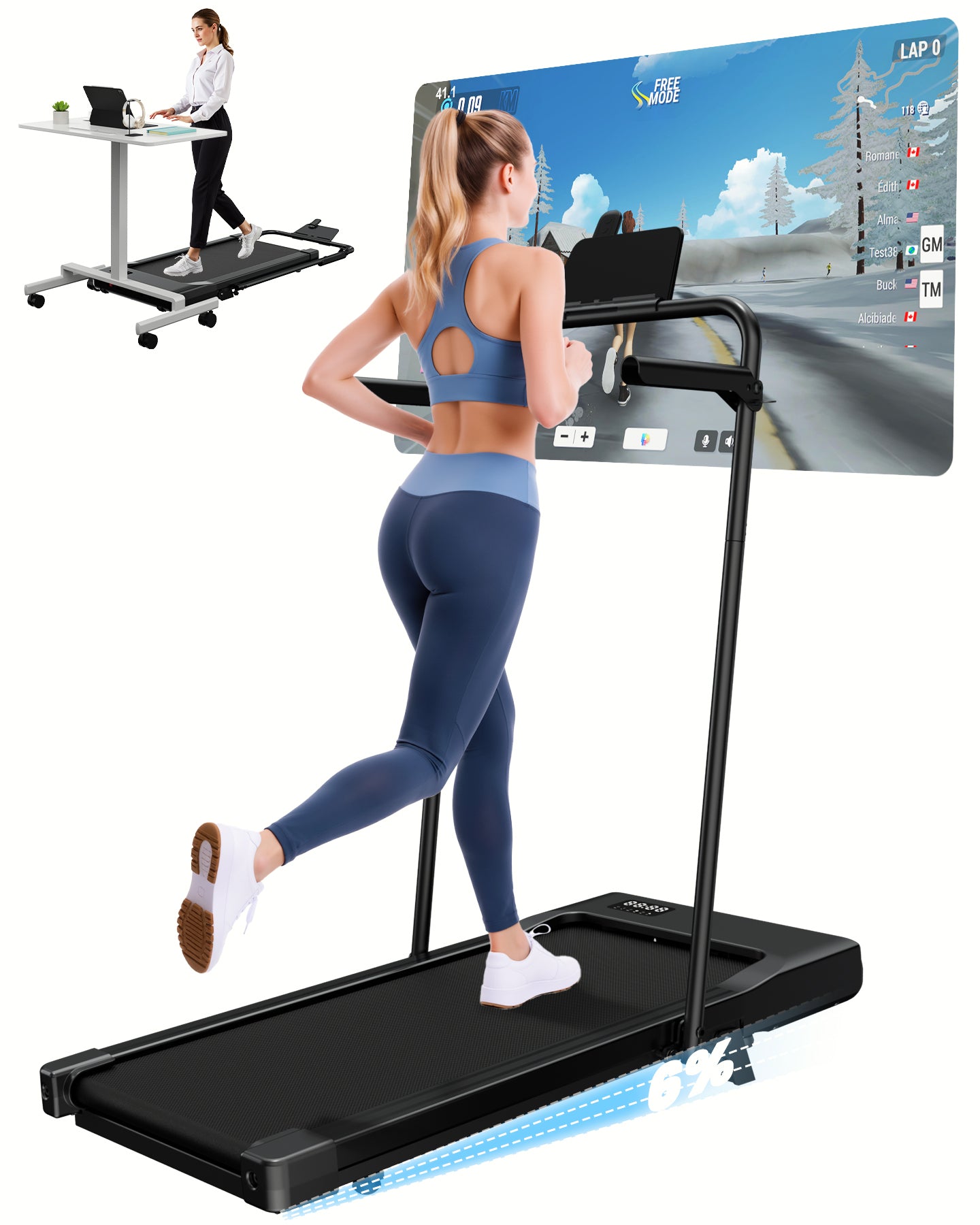 Superun Under Desk Walking Pad Treadmill – Compact Incline Home Office Fitness Walking Machine – BA09